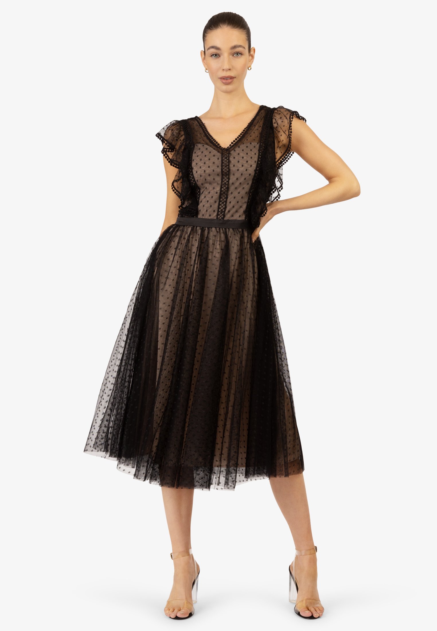 Abendkleid schwarz beige Outlet